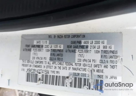 2016 Mazda Cx-5 Sport from USA, damaged, VIN JM3KE2BY4G0741584